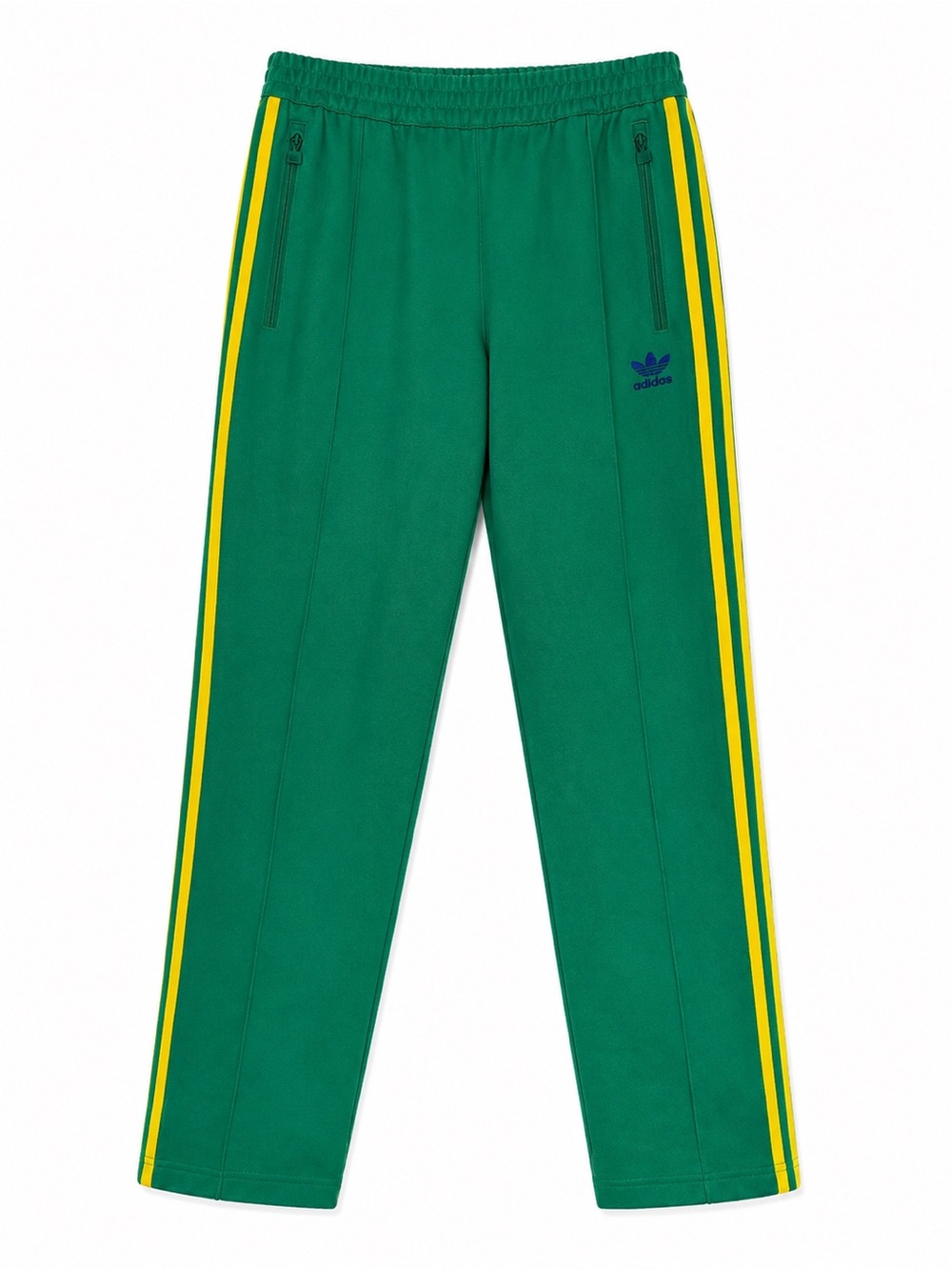 Adidas Original Green Sweatpants with Yellow Side Stripes
